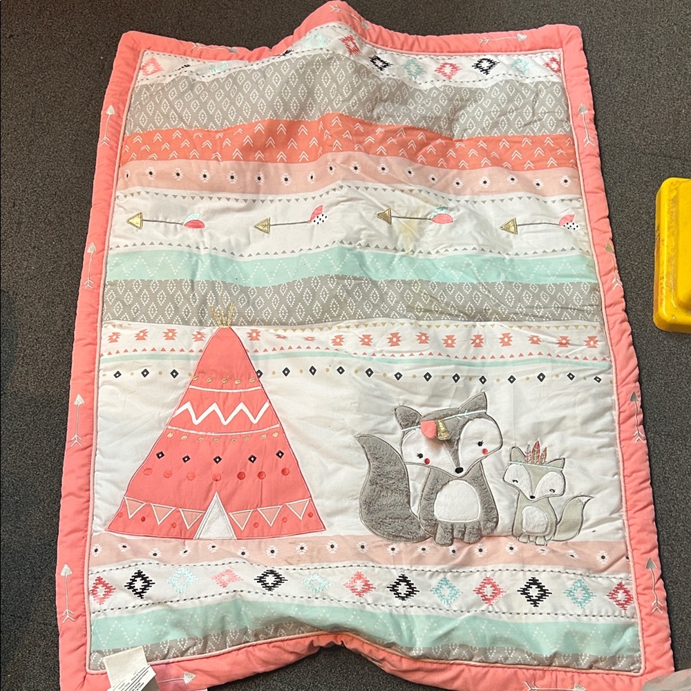 Charming Pink and Gray Kids Quilt